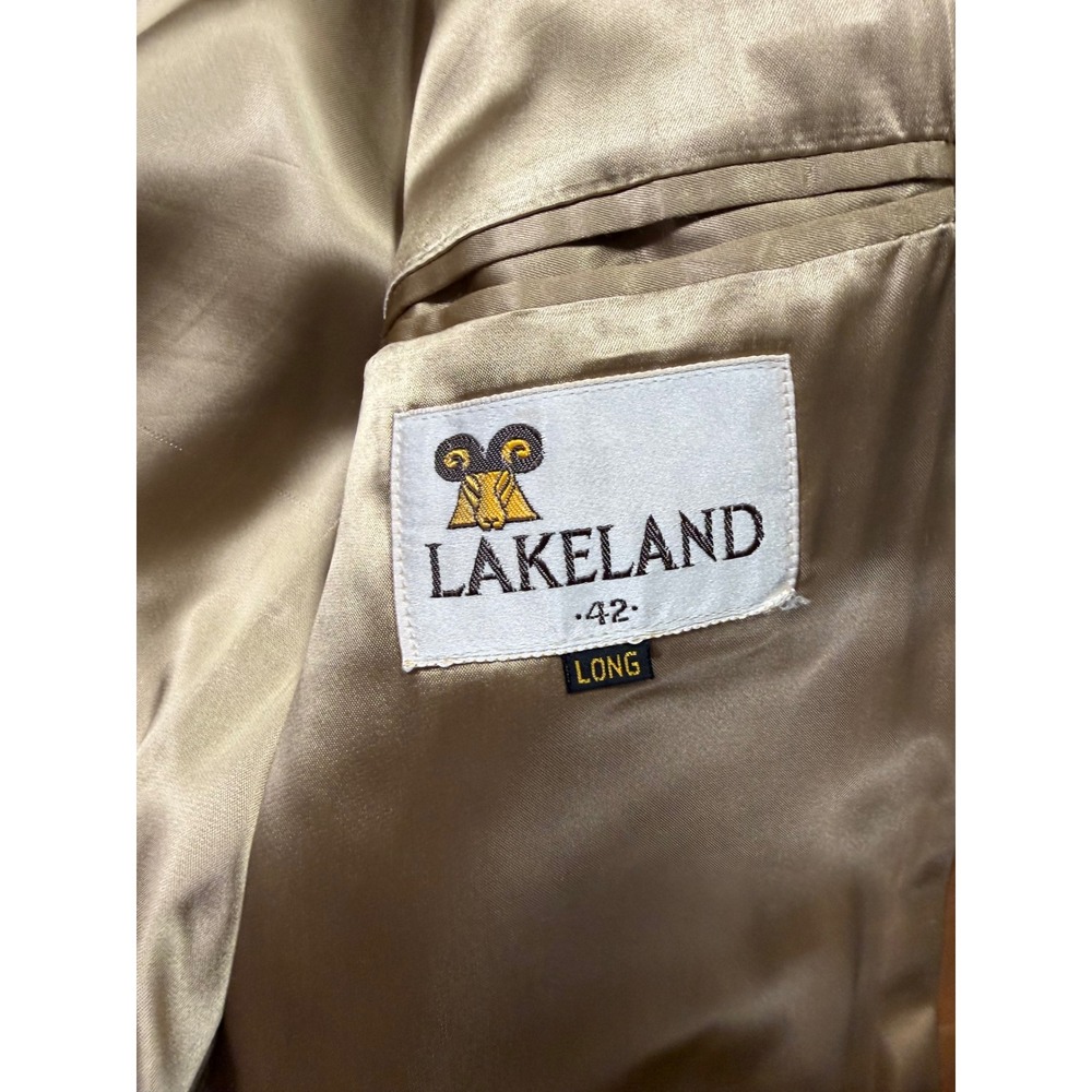 Vintage Lakeland Leather Blazer Brown Leather Sport Coat 42‎ Long Men's Jacket - Picture 7 of 8